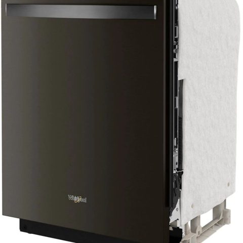 Whirlpool - 24" Top Control Built-In Dishwasher with Stainless Steel Tub, Large Capacity, 3rd Rack, 47 dBA - Black stainless steel