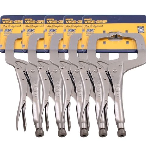 IRWIN Vise Grip 11R 11" C Clamp Locking Regular Tip Easy Release Pliers (5 PACK)