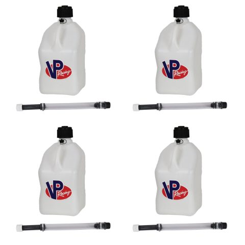 VP Racing Fuels Motorsport 5.5 Gal Utility Jug w/ 14" Hose, White (4 Pack)