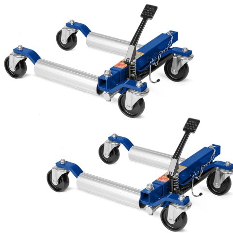 TUFFIOM Car Wheel Dolly Jack Set of 2, Hydraulic 1500-lbs Car Skates, 12'' Wheel Vehicle Positioning Jack, Heavy Duty Rollers with Foot Pedal for Tire Auto Repair Moving, Red/ Blue