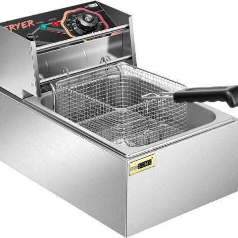 VIVOHOME 2500W 10.6 QT Electric Deep Fryer with 6.3 QT Removable Basket, Temperature Adjustable 140-392℉
