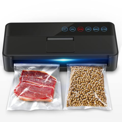 vsdk Vacuum Sealer Machine, Automatic Food for Preservation with sealers bags, Dry Moist Modes, Led Indicator Lights, Compact Design Full 95 Kpa (Black) , (V8111)