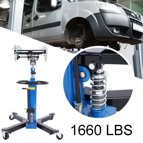 JSTUOKE 1660 Pounds Hydraulic Car Transmission Jack Vertical Lift with 360° Swivel Wheel Pedal ,Blue,33"-70"(0.75Ton)