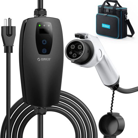 ORICO EV Charger Level 1 Level 2 Portable Electric Vehicle Charger 4-Gear Charging Speed Adjustable, NEMA 5-15P 110V-240V 16 Amp with 32.8 ft Extension Cord and Storage Bag - Compatible with J1772 EVs
