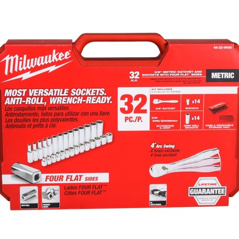 Milwaukee 48-22-9508 3/8" Drive 32-Piece Metric Ratchet & Socket Set with Case