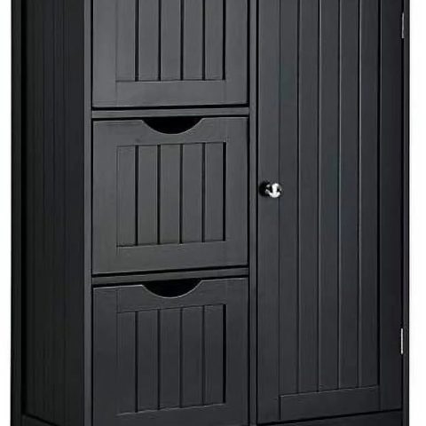 xrboomlife Bathroom Floor Cabinet Wooden Cabinet with 1 Door & 3 Drawer Free Standing Entryway Cupboard Spacesaver Cabinet