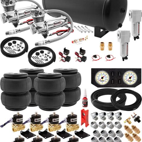 Vixen Air Suspension Kit for Truck/Car Bag/Air Ride/Spring. On Board System- Dual 200psi Compressor, 6 Gallon Tank. For Boat Lift,Towing,Lowering,Load Leveling,Onboard Train Horn VXX1208FW/4863DCF